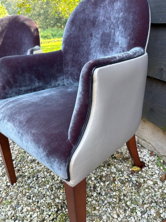 4 Diez eetkamerstoelen 'st Denis', Dièz, Polyester, Leer, Paars (foto 3 van 3)