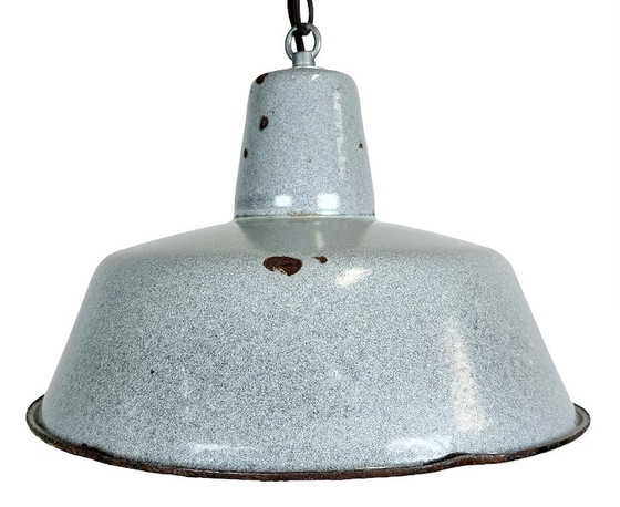 Image 1 of Industrial Grey Enamel Factory Lamp, 1960s