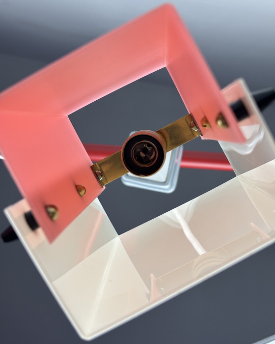 Image 1 of Lampada a sospensione Space Age, Acrilico, Anni '60, Metà secolo, Lampada vintage, Rosa-bianco, Germania, Anni '50, Pop Art, Min