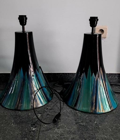 Ensemble de 2 lampes de table vintage « Lampe Etna » – L'eau Vive S.A. Belgique – Style moderne du milieu du siècle – Design bel