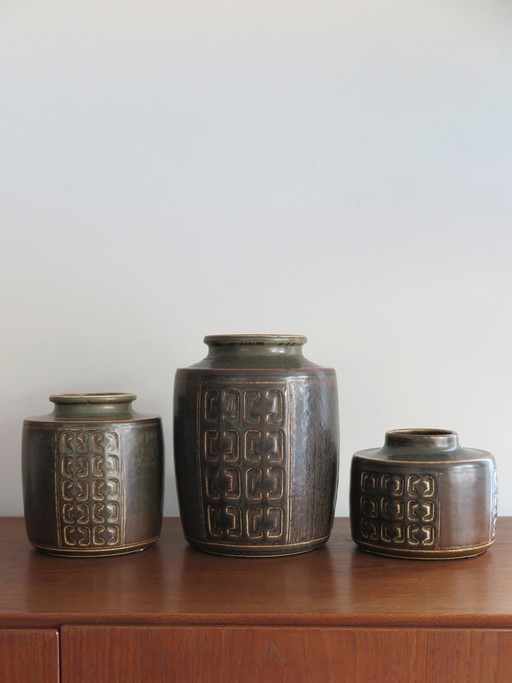 Vase by Valdemar Petersen for Bing & Grondahl Denmark, 1960s, set of 3