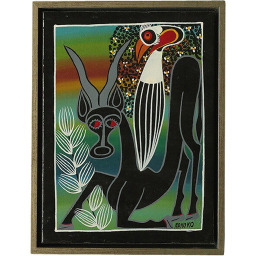 Vintage painting by Saidi Nakoko, Tanzania 1970