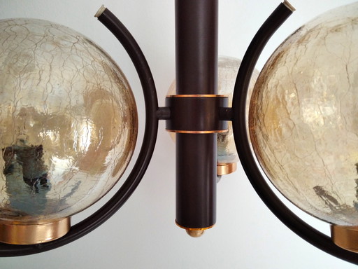 Lampe atomique Sputnik marron |Lampe Sputnik vintage de l'âge de l'espace | Design de l'âge de l'espace des années 70