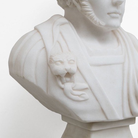 Witte Marmeren Buste van een Romeinse Keizer, 20e Eeuw – Beeldhouwkunst, Marble (photo 6 of 9)