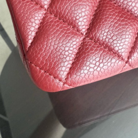 Image 1 of Chanel Classic Flap Medium - Caviar 25CM Quilted Grained Calfskin Dark Red Silver Hardware Series 16