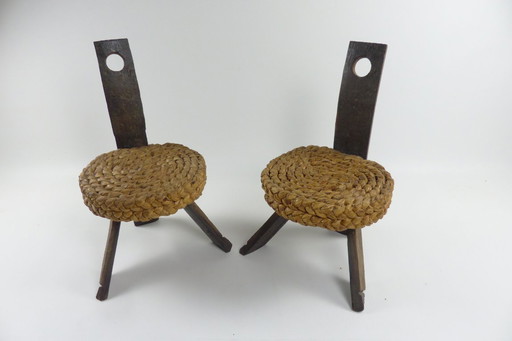 Audoux-Minet circa 1950, Pair of fireside chairs.