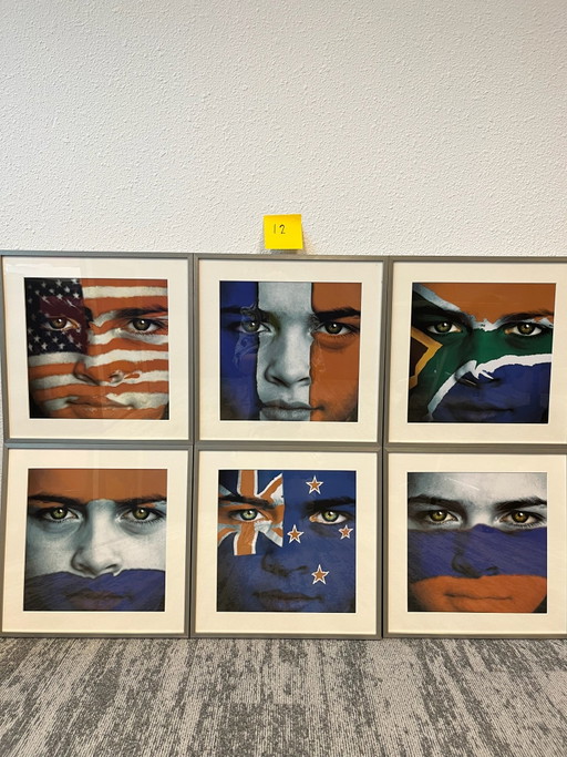 6 Láminas de Arte: Caras con Países