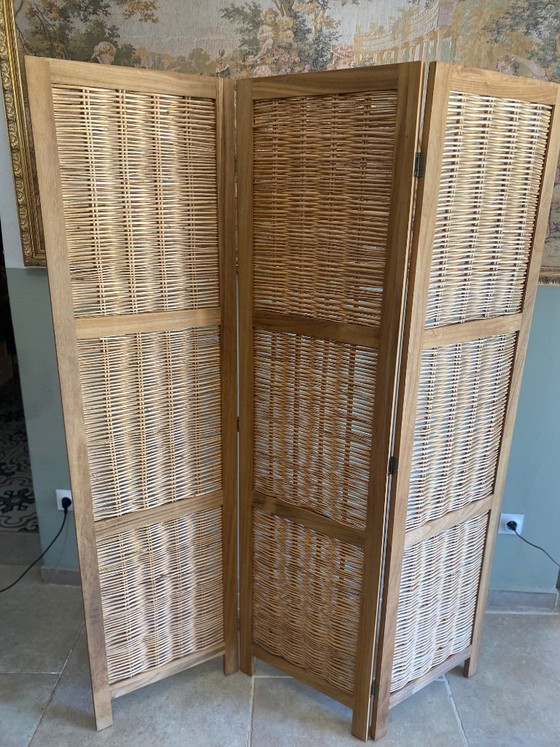 Woven Wicker 3-Panel Room Screen – Wood (photo 7 of 13)