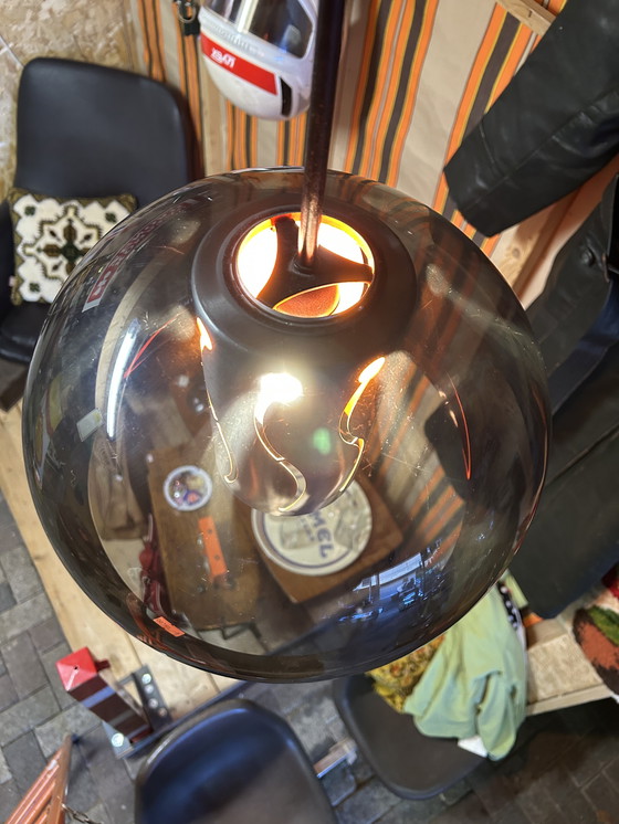 Image 1 of Lampada a sospensione vintage anni '70, stile spaziale, grigio-arancio