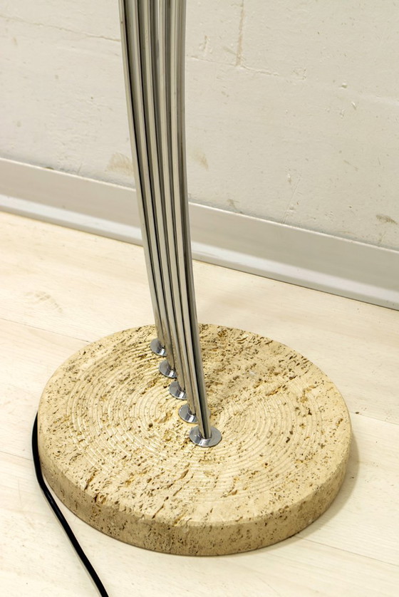 Image 1 of Midcentury Italian Arched Floor Lamp 5 Lights Chrome Metal and Lucite, 1960s