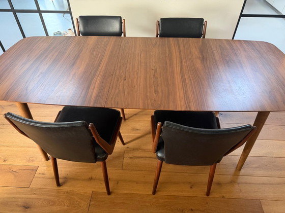 Image 1 of 4 sedie da pranzo vintage con tavolo allungabile