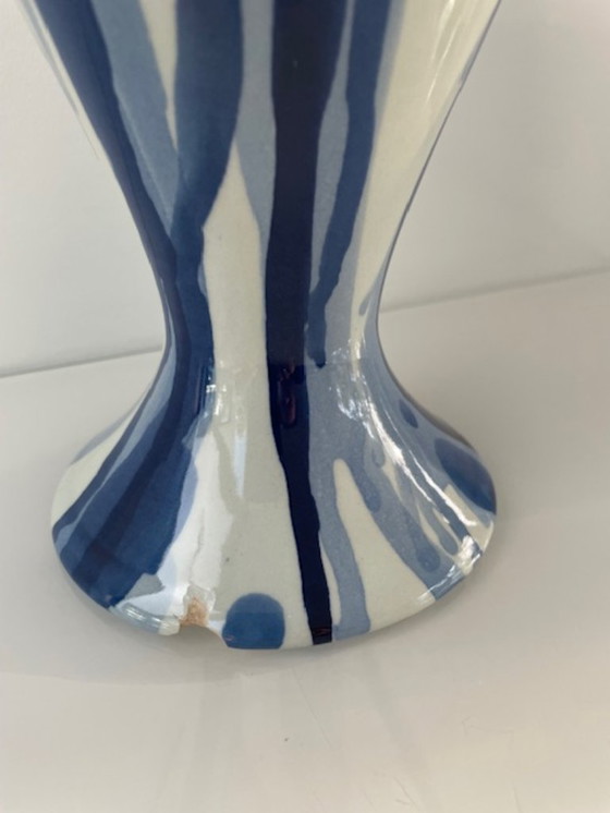 Image 1 of Handmade goblet vase with unique dripping pattern