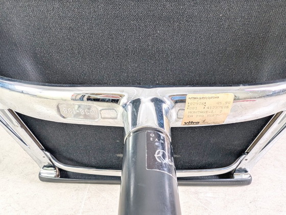 Image 1 of 3x Original Vitra EA 208 soft pad schwarz Leder Stuhl Charles Eames