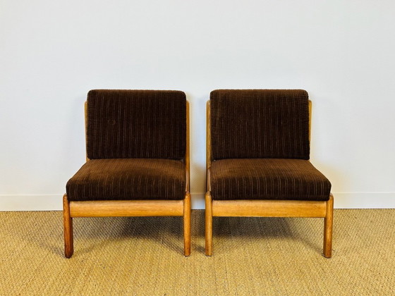 Image 1 of Ensemble de Salon modulable Vintage en Chêne et Velours Côtelé, 1960s, Set de 5