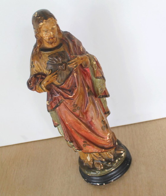 Image 1 of Devoción de Cristo al Sagrado Corazón. Antigua, 49 cm de alto.
