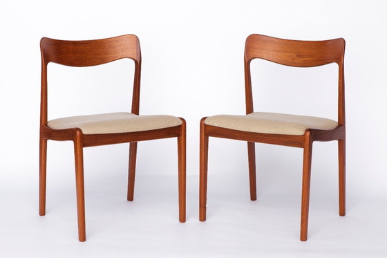 Image 1 of Set of 4 Danish Teak Chairs – 1960s Mid-Century Modern Dining Chairs, Restored & Reupholstered, Made in Denmark