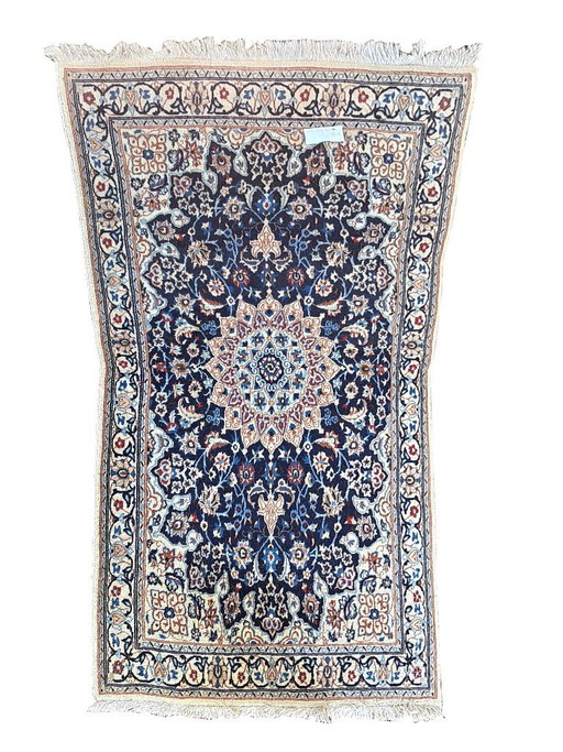 Tappeto Nain annodato a mano, motivi floreali, blu e rosso, 116x206 cm, Iran – vloerkleden en tapijten, Wool
