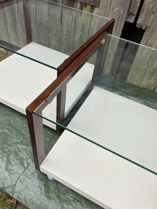 2 x elegant vintage coffee tables - side tables - on casters