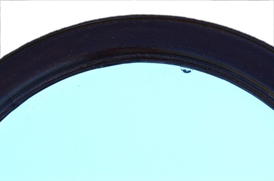 Ronde spiegel van massief eikenhout, afgeschuind, beschadigd, diameter 56 cm – Glass, Wood (photo 4 of 6)