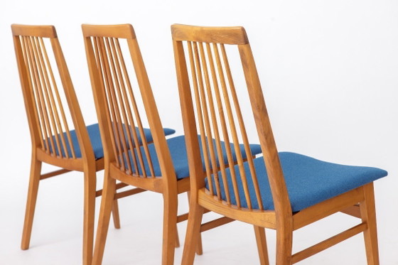 Set of 6 German Dining Chairs, 1960s | Solid Beech Mid-Century Chairs | Newly Upholstered – Textile (photo 7 of 10)