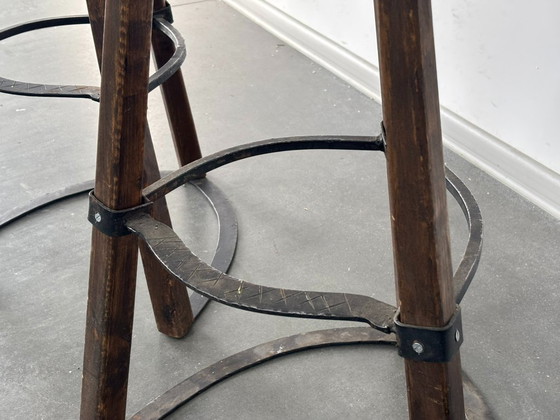 Set of 3 Vintage Brutalist Marbella Stools by Sergio Rodrigues – Barstools, Iron, Textile (photo 10 of 13)