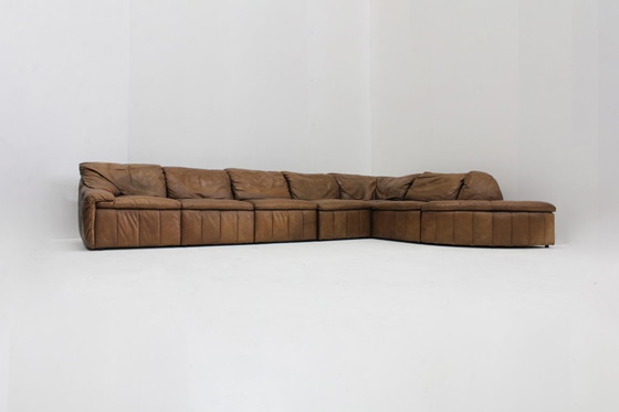 Image 1 of Vintage bruin leren modulaire Sofa  Laauser  XL