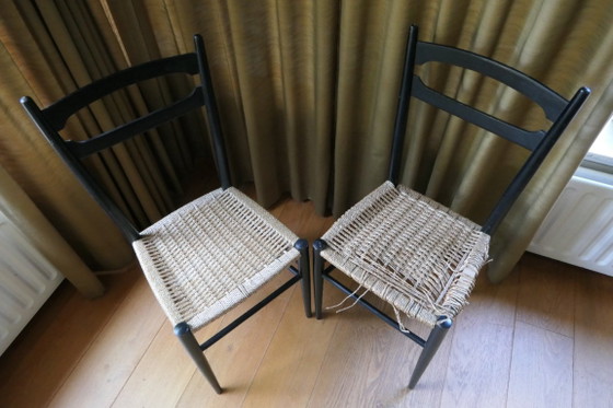 2 Design Gio Ponte Italië stoelen met 2 sporten aan zijkanten – Eetkamerstoelen, Textile (photo 10 of 10)