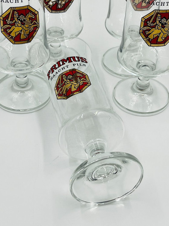 Lotto di 6 bicchieri da collezione Primus Haacht Pils, Bicchieri e caraffe, Vetro, Trasparente (foto 8 di 8)