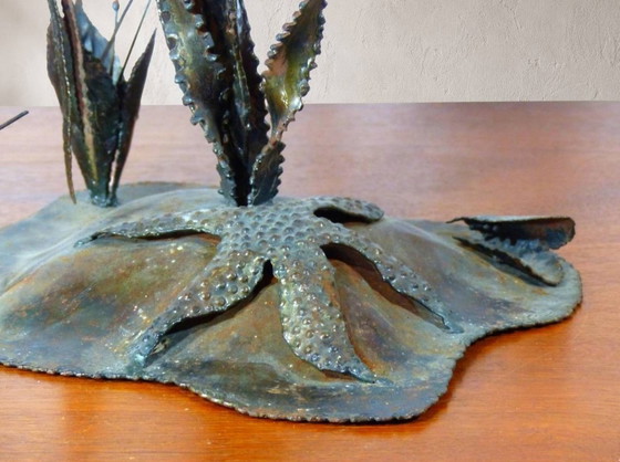 Image 1 of Large brutalist sculpture of an angelfish made of welded metal, circa 1970