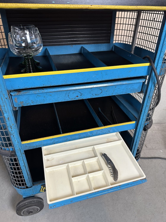 Image 1 of Vintage industrial trolley 'Hazet Assistent' + Rademacher lamp