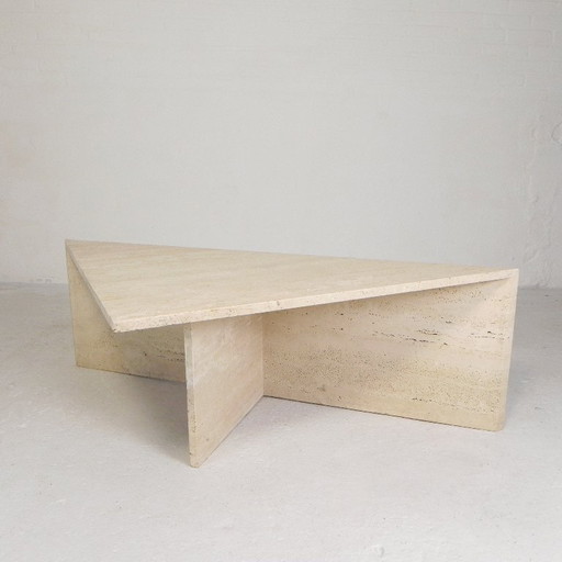 Mid-Century travertine coffee table with triangular top, 1970s