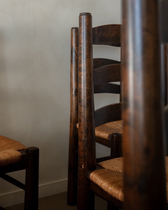 Image 1 of Vintage Franse brutalistische eetkamerstoelen van Georges Robert, jaren 1950, set van 6