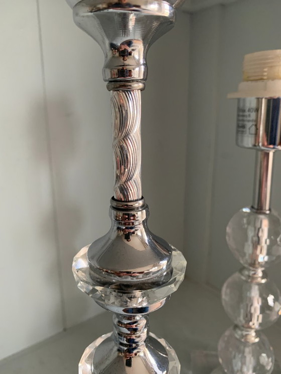 Image 1 of Bellissimo set di lampade da tavolo vintage a forma di globo impilate/vetro acrilico