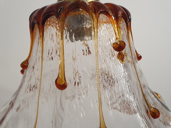 Image 1 of Murano Mazzega plafondlamp, vintage lamp van Murano-glas, hanglamp uit de jaren 70, Italië