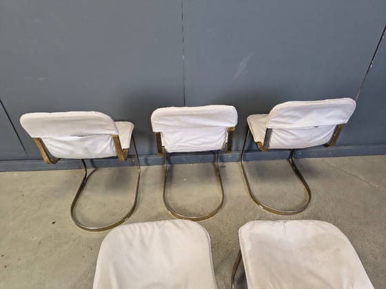 Image 1 of Vintage eetkamerstoelen van Willy Rizzo voor Cidue, set van 5, jaren 70.