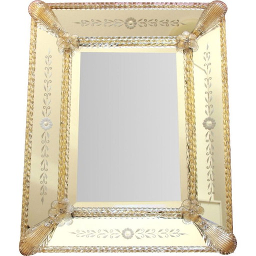 Miroir de courtoisie vintage avec étagère assortie, Italie 1940