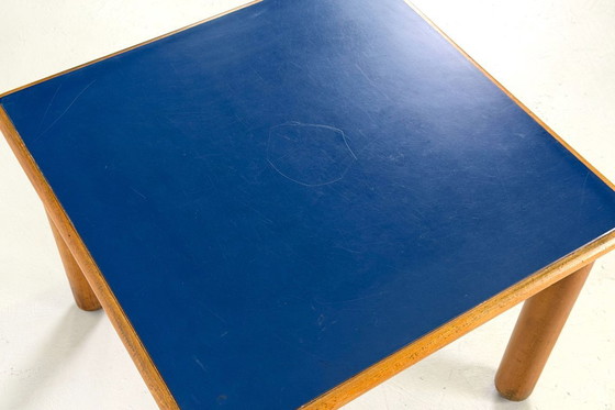 Image 1 of Coffee table in wood with blue top, France - 1960s