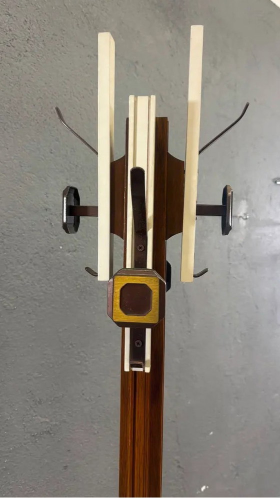 Image 1 of Kapstok in mid-century stijl, hout en roestvrij staal, van Carlo De Carli voor FIARM, jaren 60, Italië