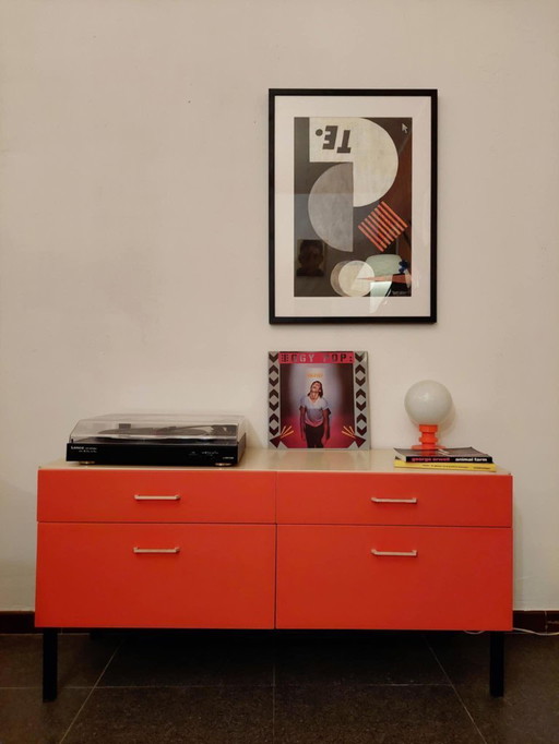 Vintage orange dresser/low board cabinet, 1970s