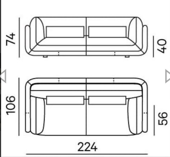 Image 1 of New Leolux Lunetta 3-Seater Sofa Black Rib Fabric