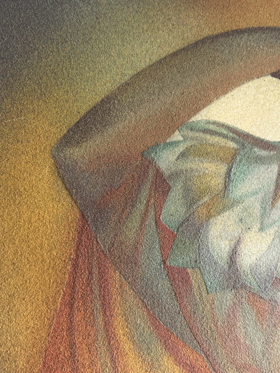 Image 1 of Mukalenge wa Mukalenge (Kinshasa) – Ecstasy at Thilmade - No. 16
Sandwork – Oil and sand on canvas, 70 × 100 cm, circa 1975-1985