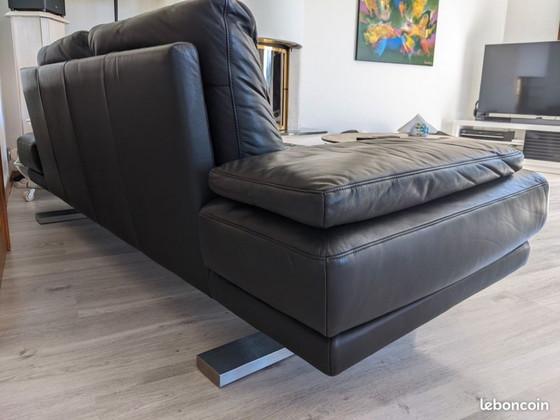 Divano Rolf Benz 6600 in pelle nera. Ottime condizioni, Divani 2 posti, Metallo, Nero, Modern (foto 6 di 7)