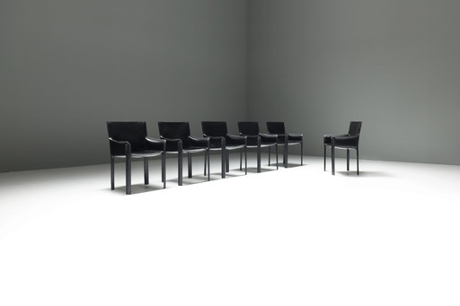 Rare & matching vintage set of 6 Leather Dining Chairs by De Couro of Brazil