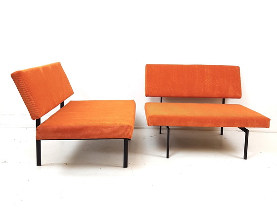 Image 1 of 2 Pastoe Cees Braakman benches | two-seater sofa newly upholstered orange