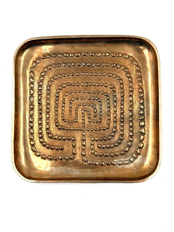 Image 1 of Plateau moderne en laiton massif / vide poche, Atelier Ventrella Italie années 1980