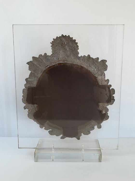 Image 1 of MAGNIFICENT VINTAGE ANTIQUE MIRROR WITH SNAKES ON A PLEXIGLAS BASE, 1970