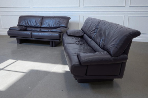 Image 1 of Divani in pelle di design vintage – Viola – Design italiano anni '80