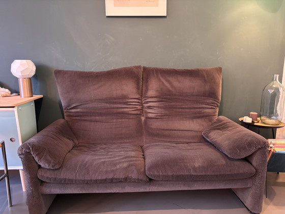 Image 1 of Divano a due posti Cassina Maralunga vintage - Velluto marrone