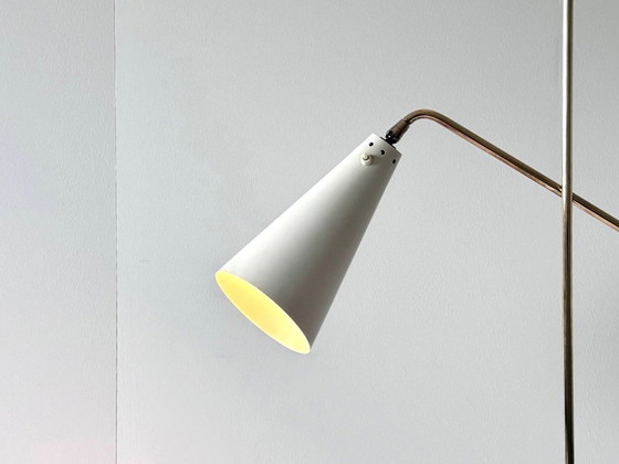 Lampada da terra vintage con uplighter e lampada da lettura, Ottone / Nero, Stile Mid-Century (foto 2 di 15)