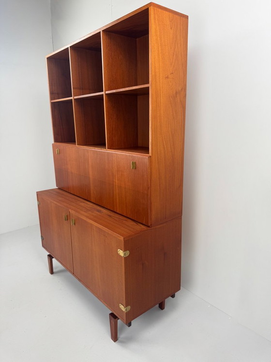 Libreria Scrivania in Teak, Peter Løvig Nielsen, Danimarca, c. anni '60, Hedensted Møbelfabrik, Librerie (foto 7 di 15)